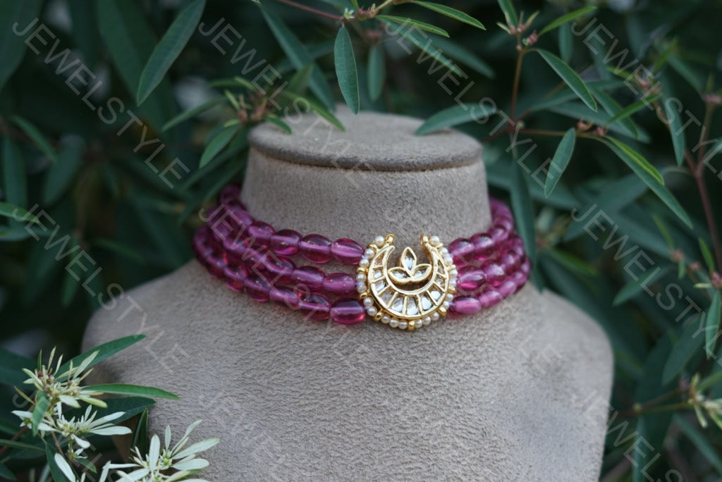 Rodolite Kundan choker (4-2843)(N) - JEWELSTYLE