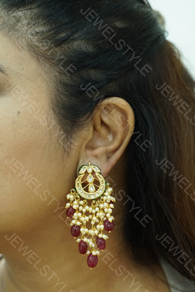 Kundan earrings(1-1260) - JEWELSTYLE