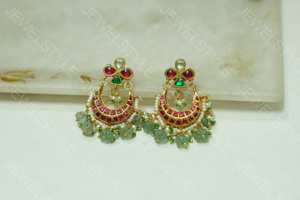 Small Kundan chandbali (1-1554) (PREORDER) - JEWELSTYLE
