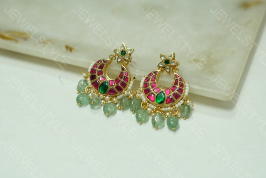 Small Kundan chandbali (1-1552)(PREORDER)