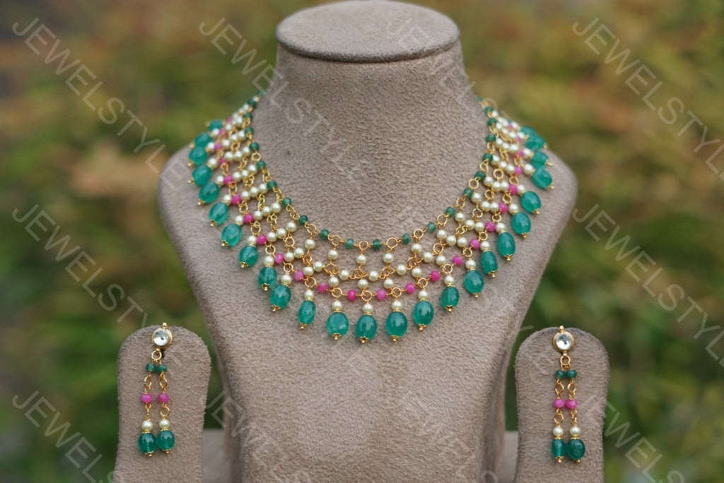 Kundan Necklace set (4-1428) - JEWELSTYLE