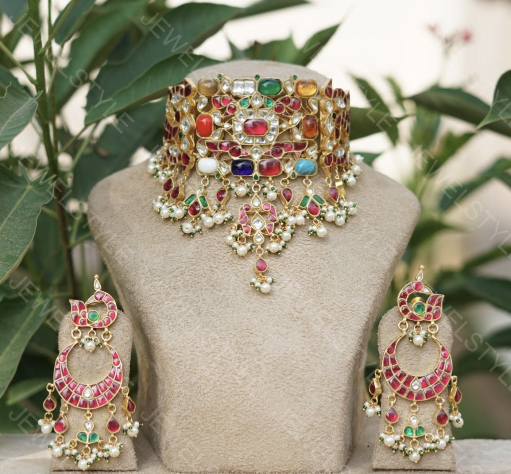 Multicolour Choker set (Preorder)( 4-135) - JEWELSTYLE