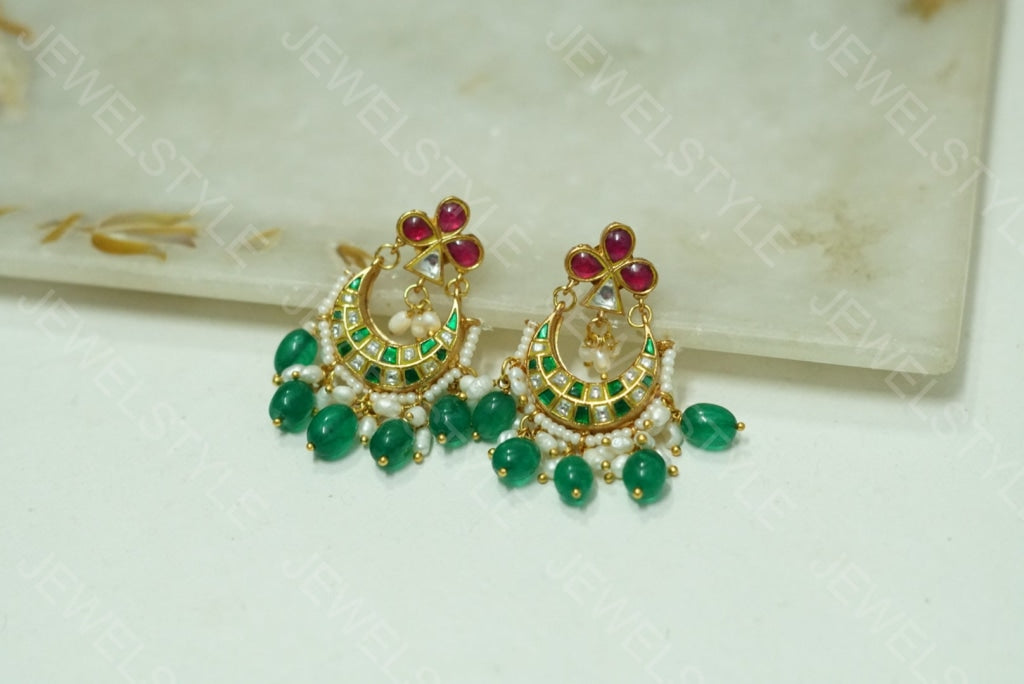 Small Kundan chandbali (1-1551)(PREORDER)