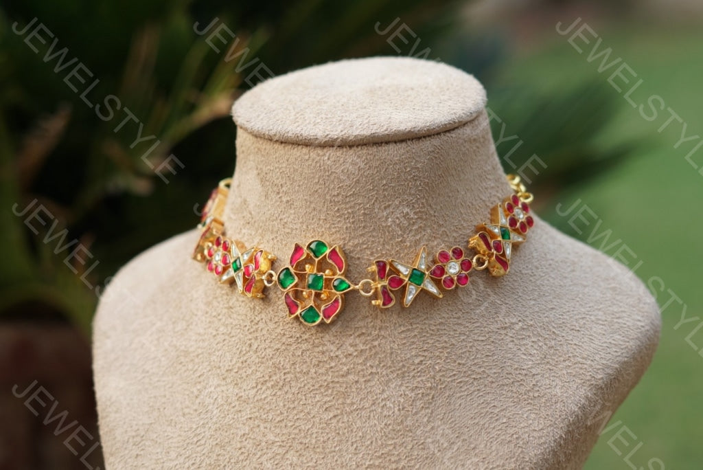 Multicolour Kundan Choker (4-972)(R)(PREORDER) - JEWELSTYLE