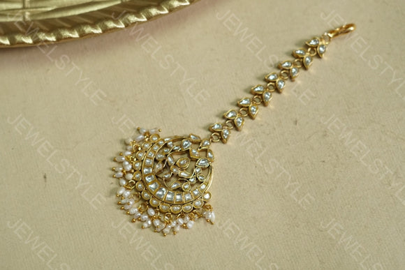 Big White Kundan Maangtika (5-698)(PREORDER)