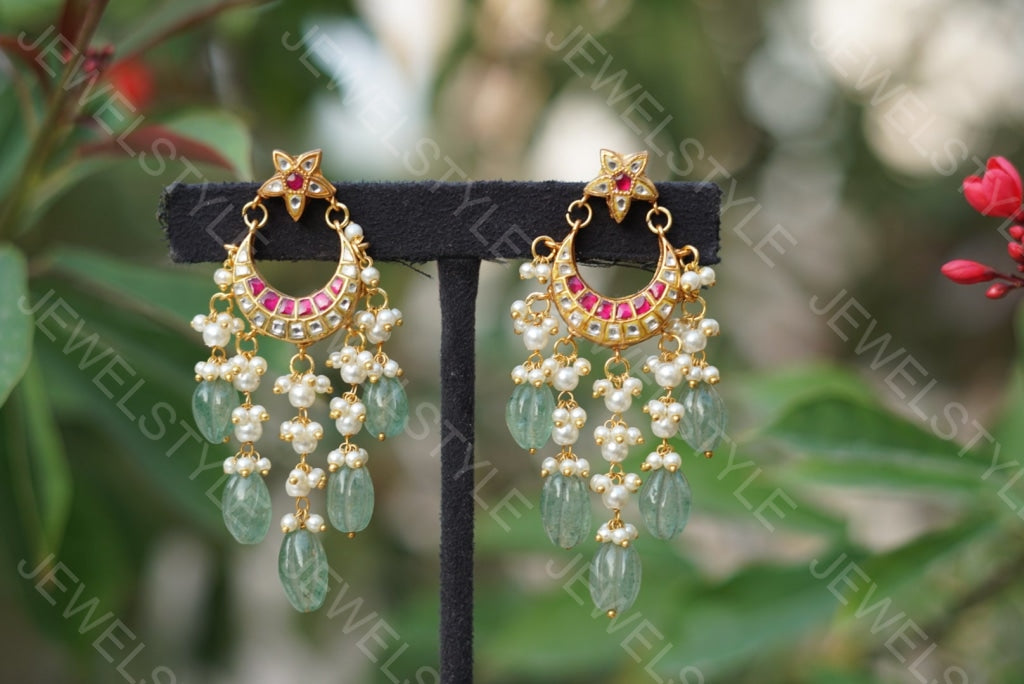 Kundan Earrings  (1-1510)(R)(preorder) - JEWELSTYLE