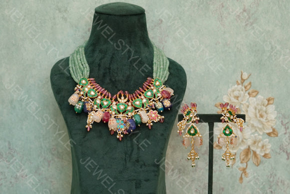 Kundan necklace set (4-5207)(R)(OFFER PIECES)