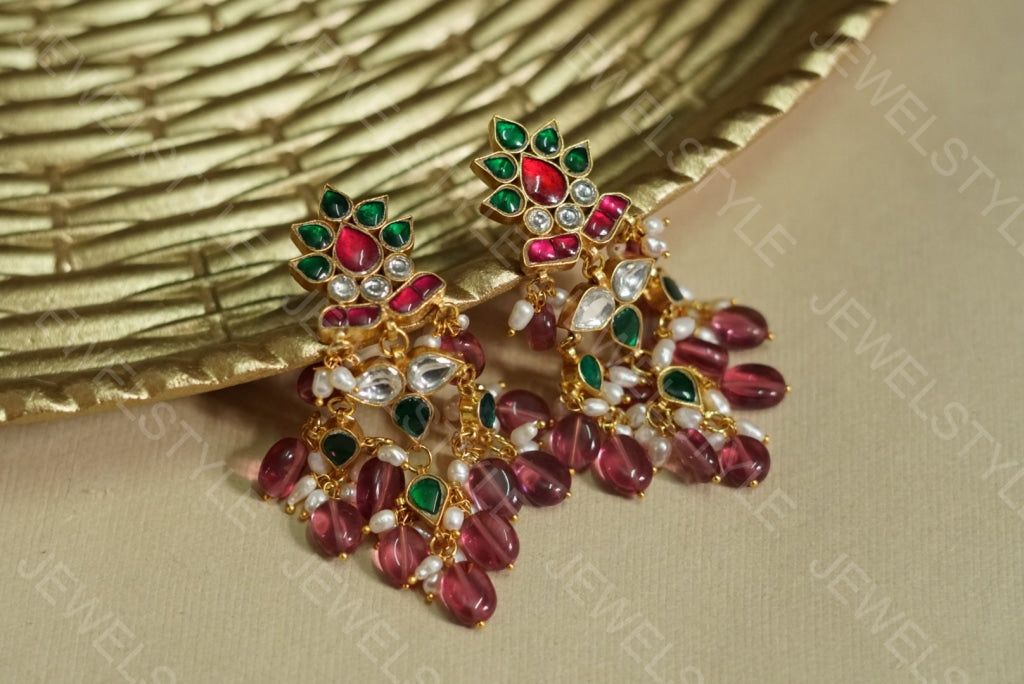 Kundan earrings(PREORDER) 1-1123 - JEWELSTYLE