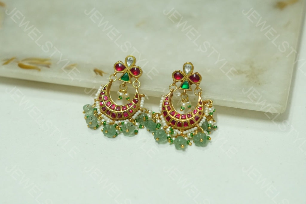 Small Kundan chandbali (1-1554) (PREORDER) - JEWELSTYLE