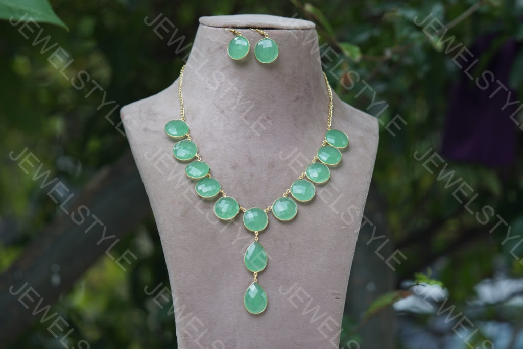Stone necklace set(4-4409)(R) - JEWELSTYLE