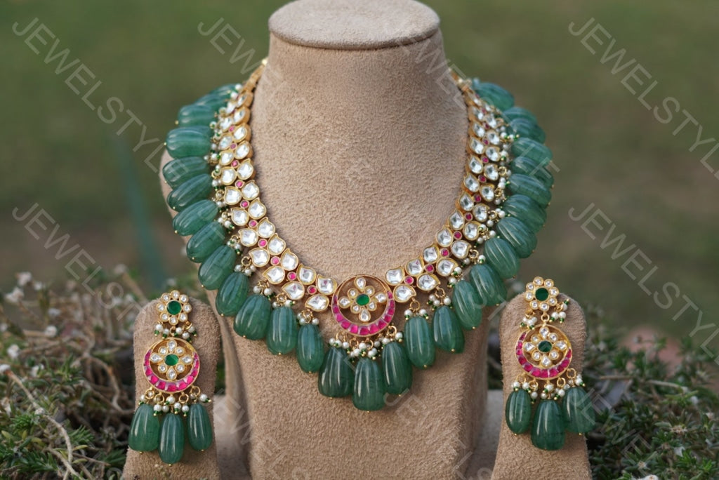 Kundan necklace set (Preorder) 4-919(R) - JEWELSTYLE