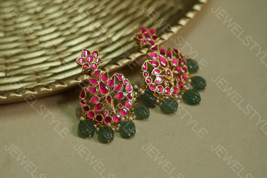 Kundan earrings (1-1171)(PREORDER) - JEWELSTYLE