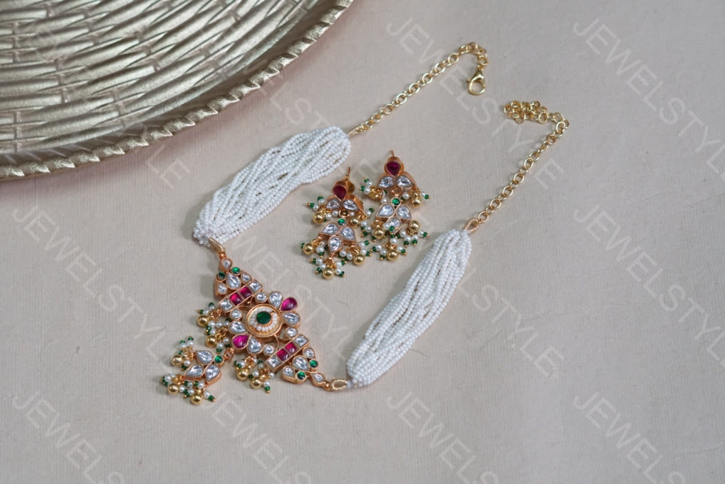 Kundan necklace set (4-5177)(R)(PREORDER)