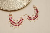 Red Kundan Ear Chain (9-76)(R)(PREORDER)