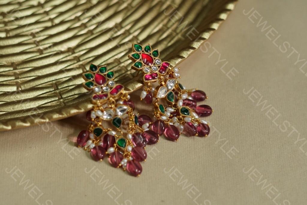 Kundan earrings(PREORDER) 1-1123 - JEWELSTYLE