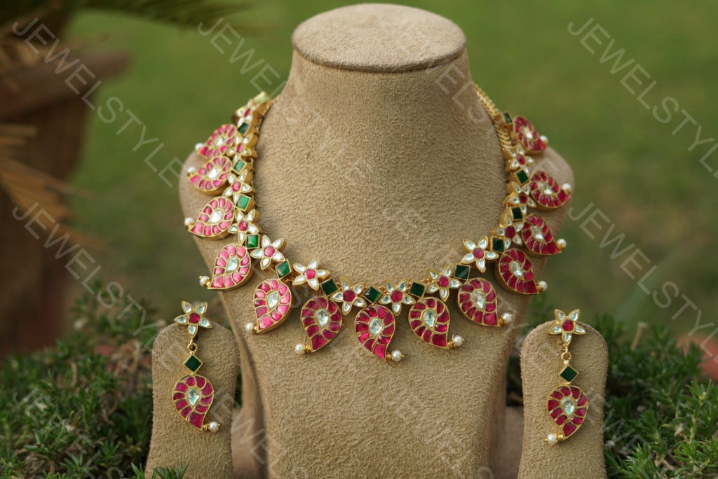 Mango Kundan necklace set(Preorder) 4-1138 - JEWELSTYLE