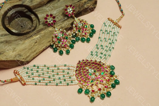 Kundan choker Set(Preorder) 4-369 - JEWELSTYLE