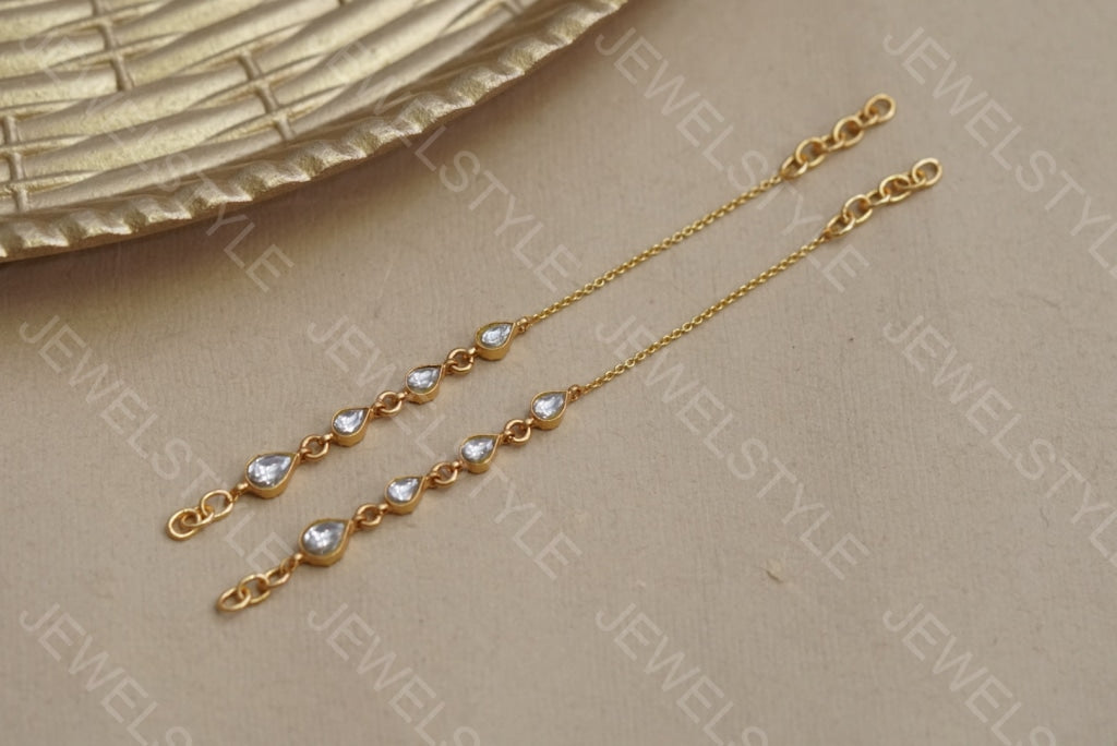 White Kundan Ear Chain (9-61) - JEWELSTYLE