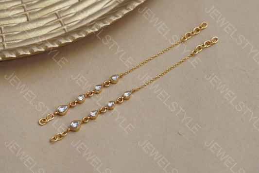White Kundan Ear Chain (9-61) - JEWELSTYLE