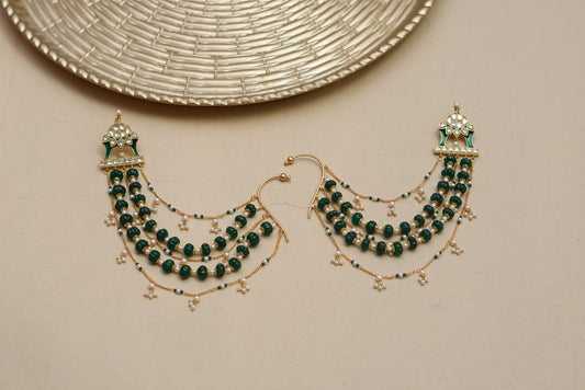 Green Kundan Ear Chain (9-77)(R)