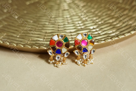 Navratan Kundan Studs  (1-1777)(PREORDER)