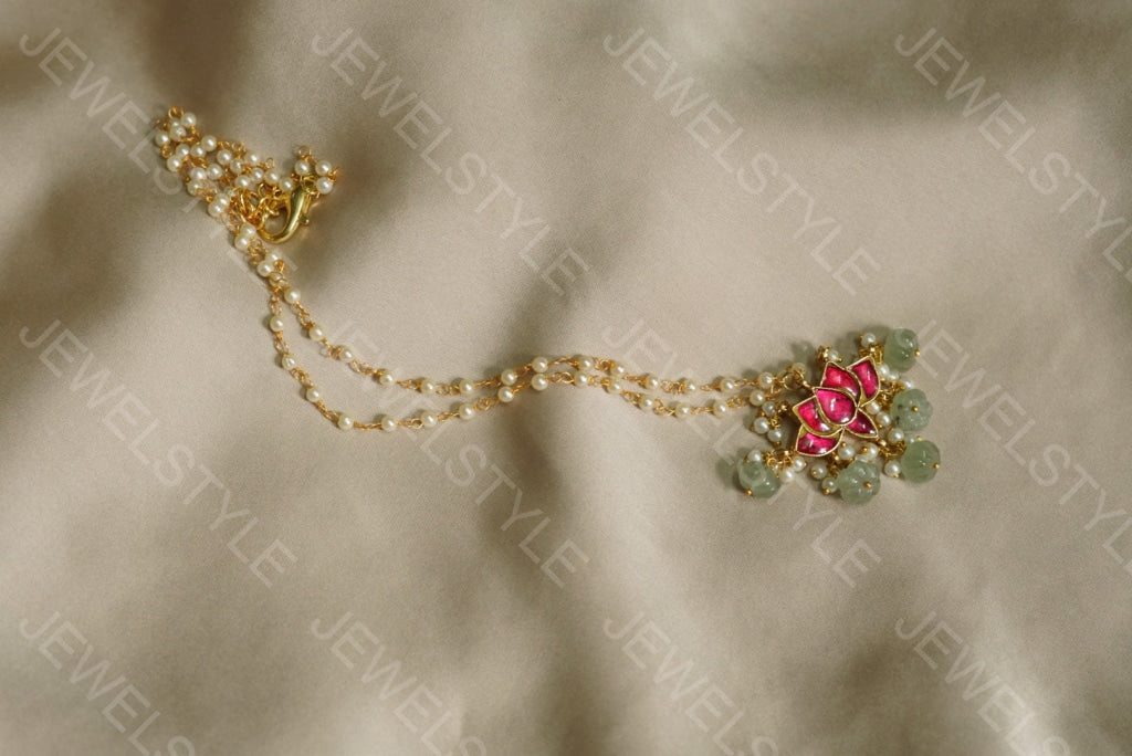 Kundan Lotus Pendant (4-3727)(R)(PREORDER)