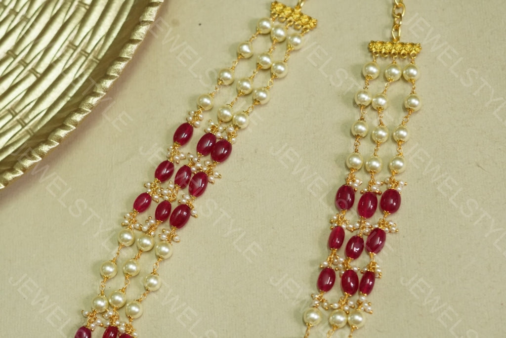 Red beads Necklace (4-3465)(N) - JEWELSTYLE