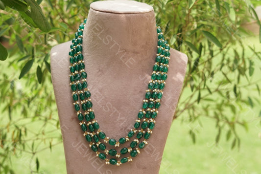 Green beads necklace (4-1249)(N) - JEWELSTYLE