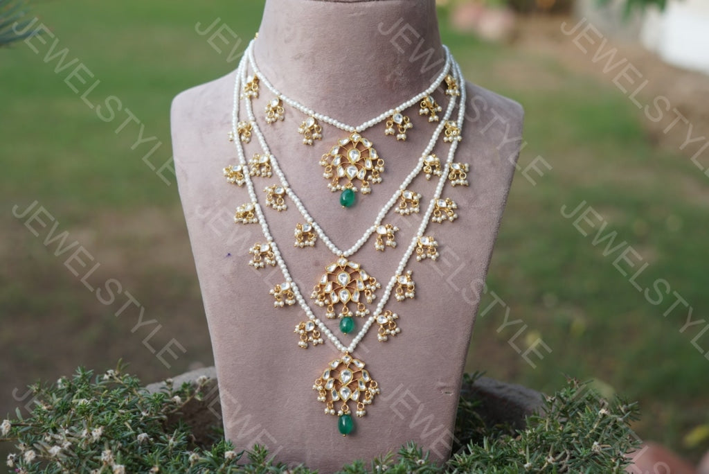 3 line Kundan Ranihaar Necklace(4-2756)(PREORDER) - JEWELSTYLE