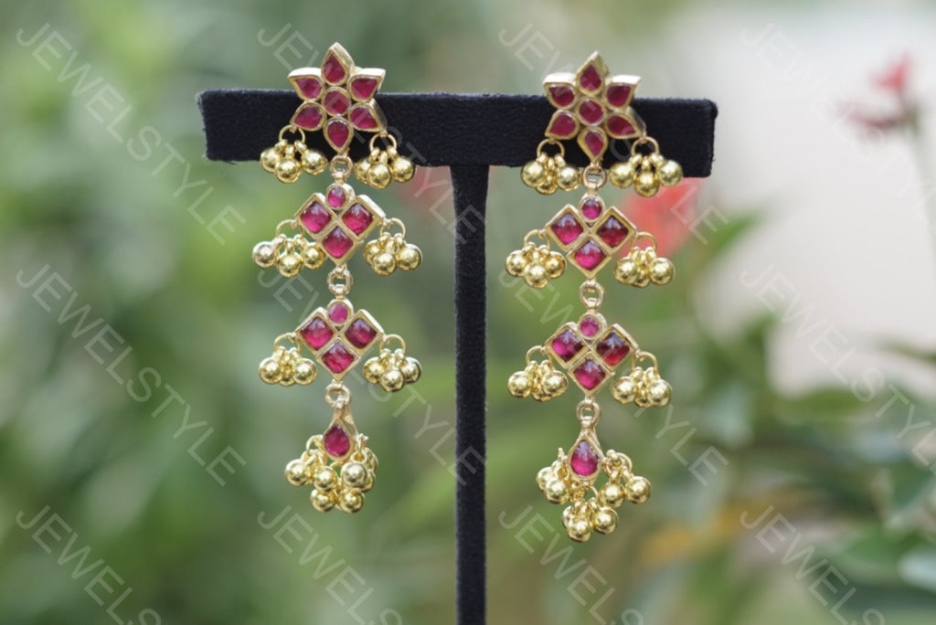 Pink Kundan Earrings (1-1164)(PREORDER) - JEWELSTYLE