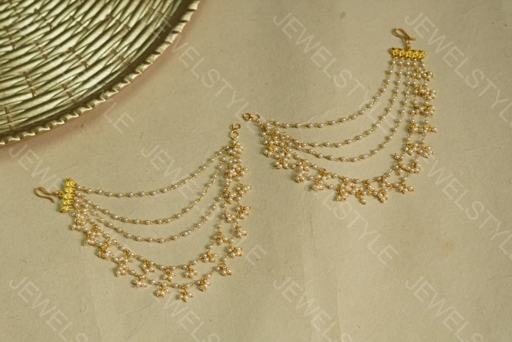 5 line pearl Ear Chain (9-47) - JEWELSTYLE