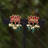 Small Kundan lotus studs (Preorder) 1-641
