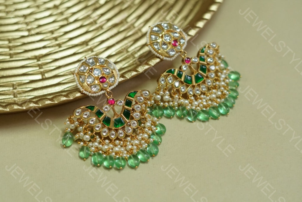 Kundan earrings(PREORDER) 1-1083 - JEWELSTYLE