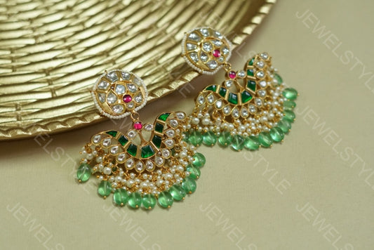 Kundan earrings(PREORDER) 1-1083 - JEWELSTYLE