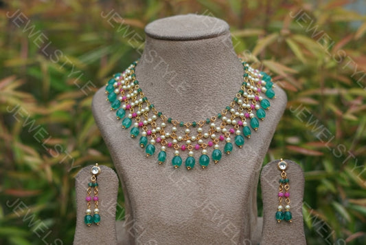 Kundan Necklace set (4-1428) - JEWELSTYLE