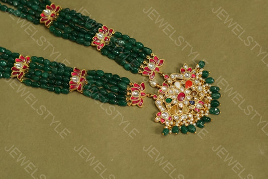 Kundan navratan pendant necklace (Preorder) 4-1263 - JEWELSTYLE
