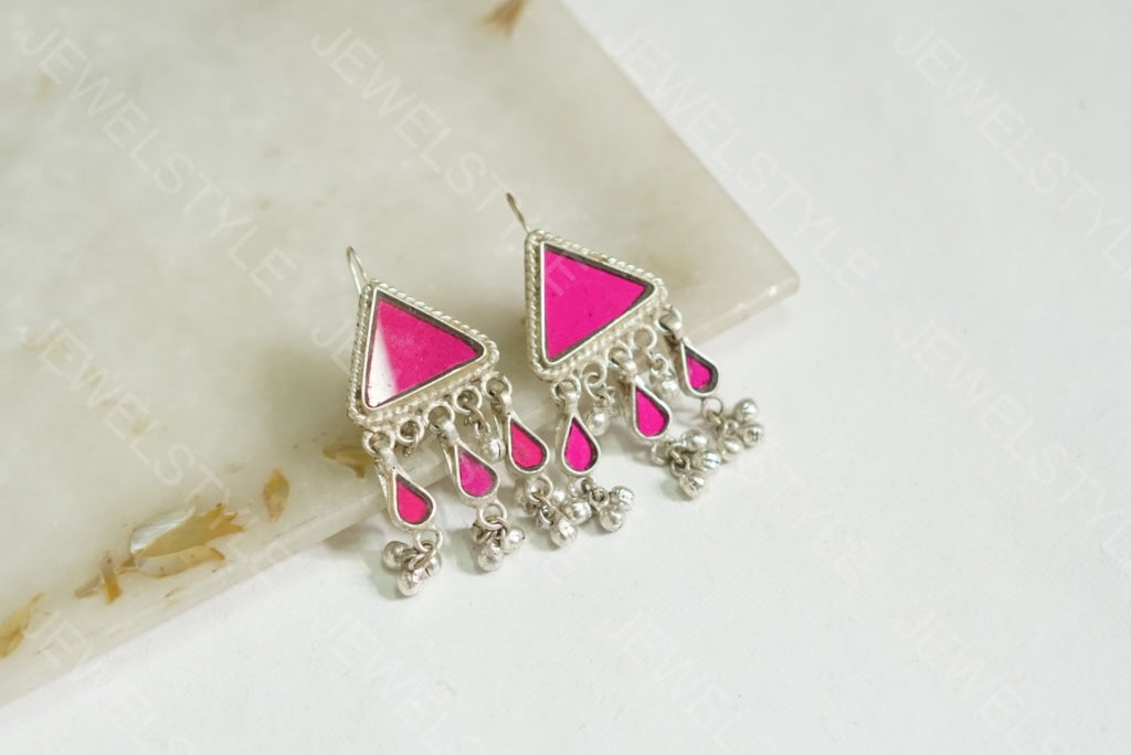 Oxidised Mirror Earrings (1-1241-c)(ON SALE) - JEWELSTYLE