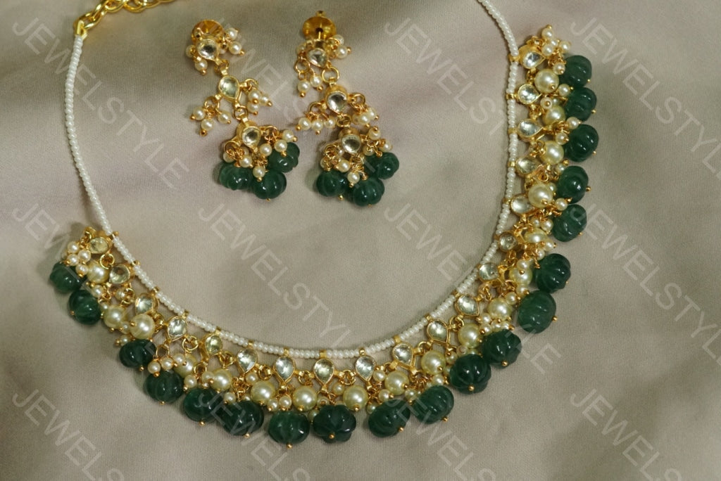 White Kundan Necklace set (4-4070)(N) - JEWELSTYLE