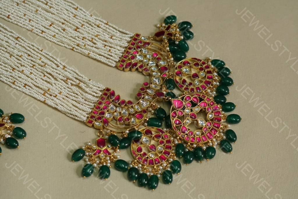Kundan long pendant necklace set(PREORDER) 4-1370(R) - JEWELSTYLE