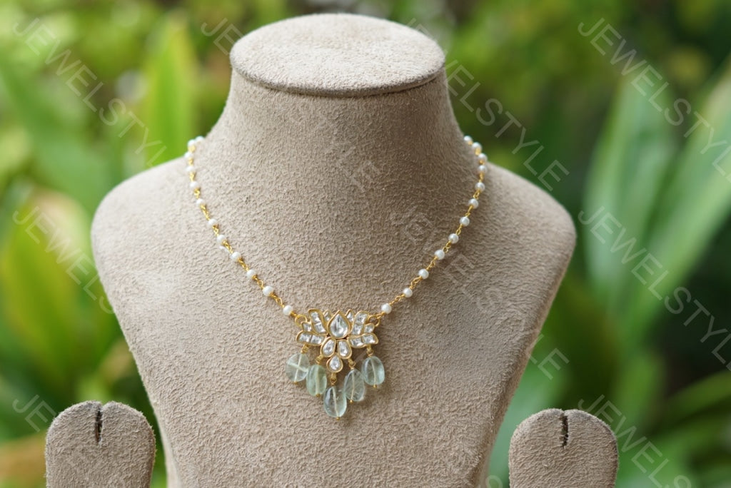 Lotus Kundan Pendant chain (4-1444)(PREORDER) - JEWELSTYLE