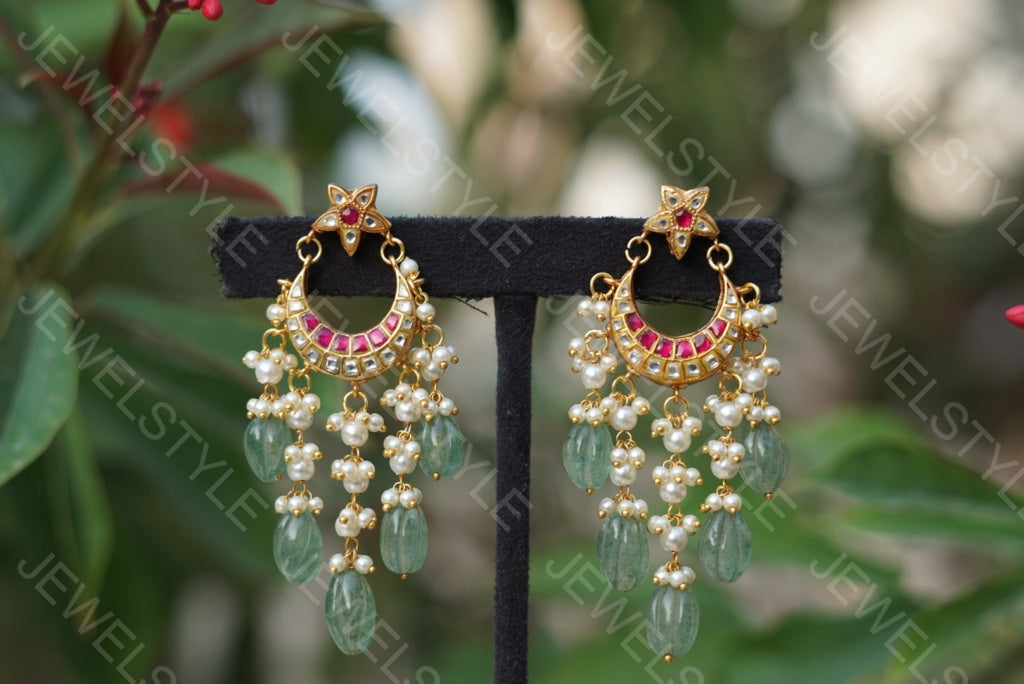 Kundan Earrings  (1-1510)(R)(preorder) - JEWELSTYLE