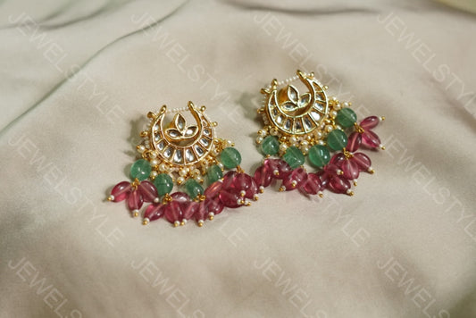Chand Kundan Earrings (1-2031)(N) - JEWELSTYLE
