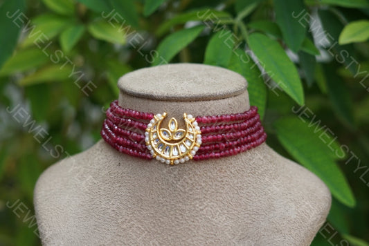Ruby beads Kundan Choker (4-2280)(N) - JEWELSTYLE