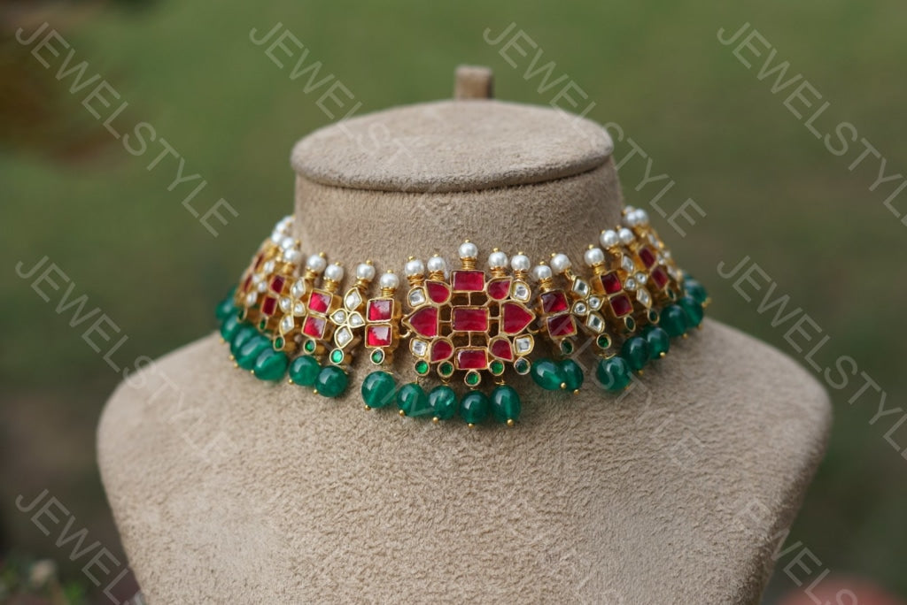 Pink Kundan Choker (Preorder) 4-907 - JEWELSTYLE