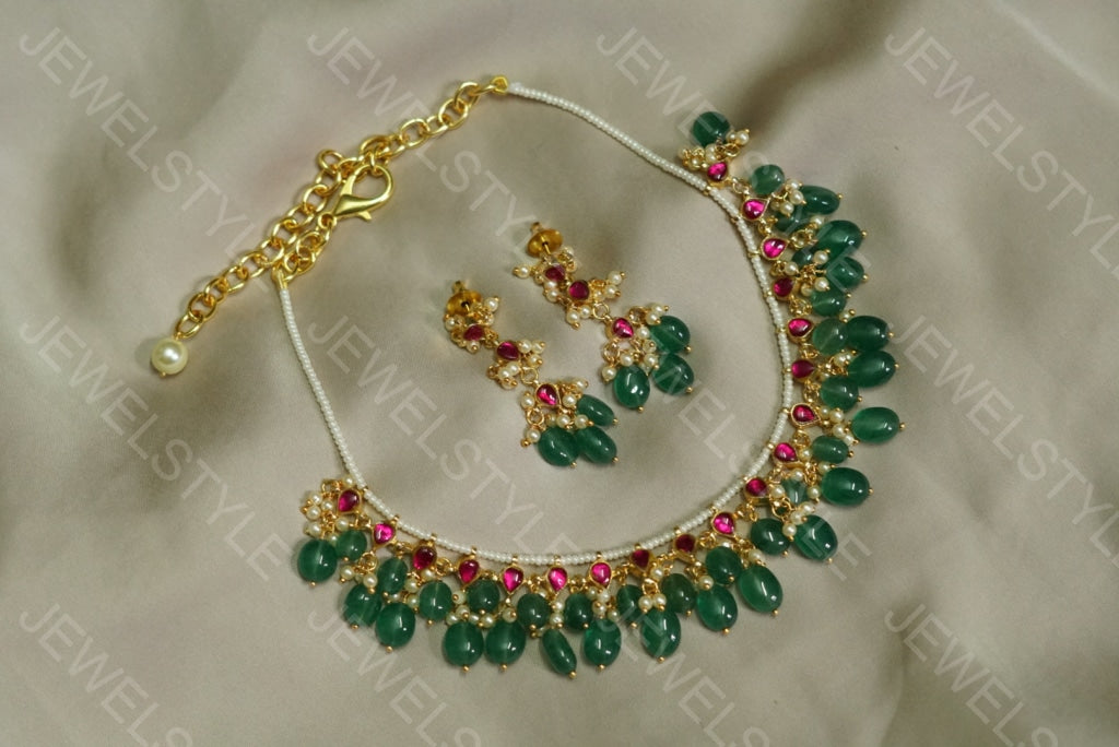 Pink Kundan Necklace set (4-4067)(N) - JEWELSTYLE