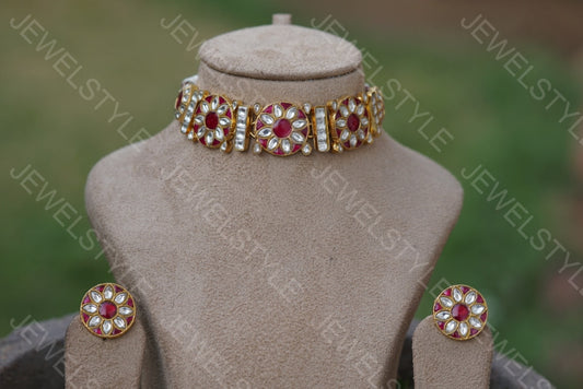 Kundan Choker Set (4-3928)(R)(PREORDER)