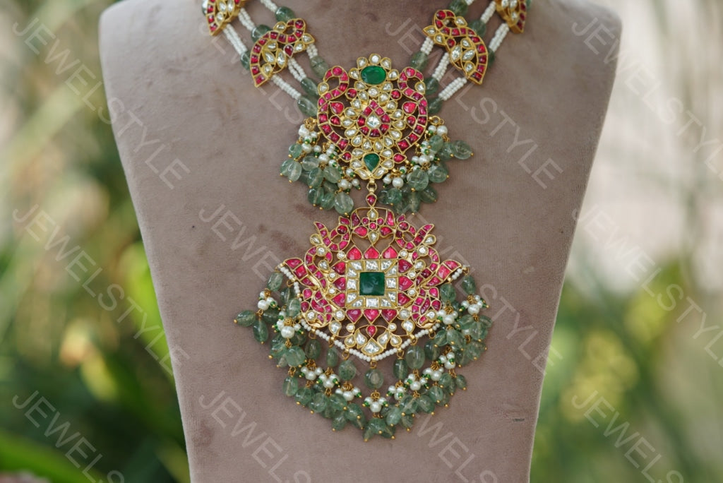 Kundan pendant Necklace (4-4047)(R)( PREORDER)