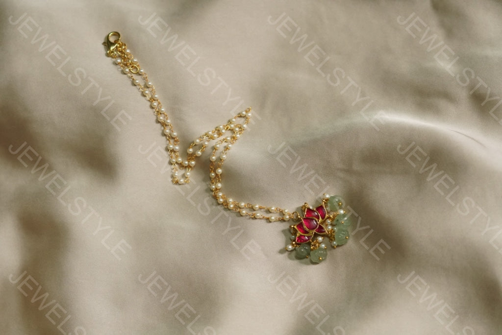 Kundan Lotus Pendant (4-3727)(R)(PREORDER)