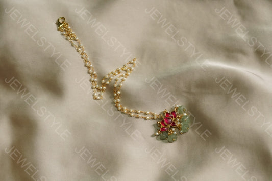 Kundan Lotus Pendant (4-3727)(R)(PREORDER)