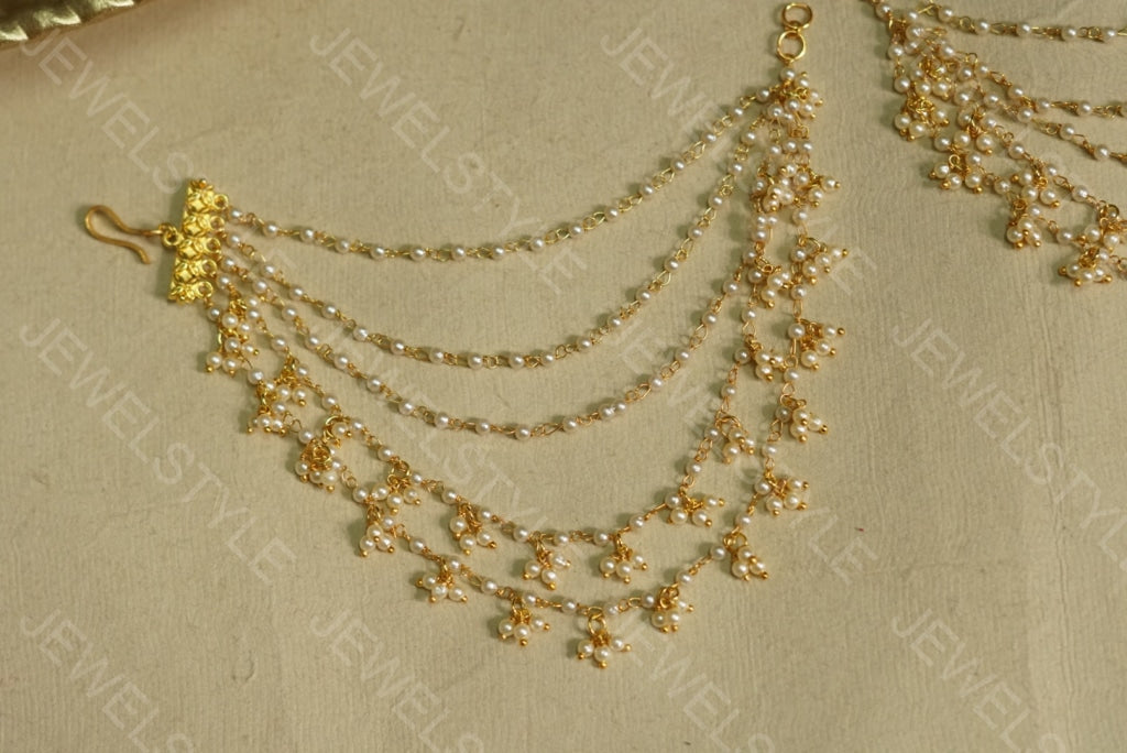 5 line pearl Ear Chain (9-47) - JEWELSTYLE